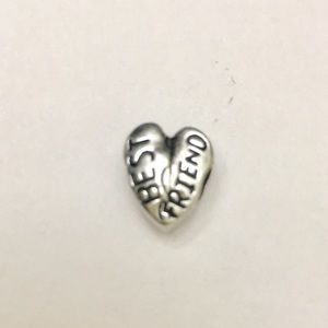 BEST FRIEND SILVER P HEART CHARM FITS PANDORA