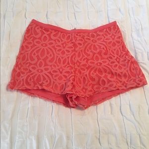 Coral lace shorts