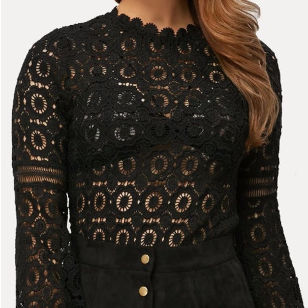 Black Lace blouse gal meets glam like Selfportrait