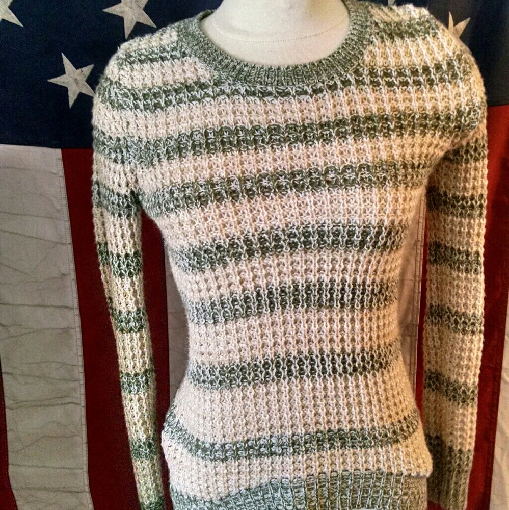Blush and olive striped sweater