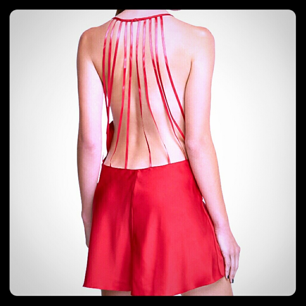 Sexy Red Strappy Back Chemise Lingerie