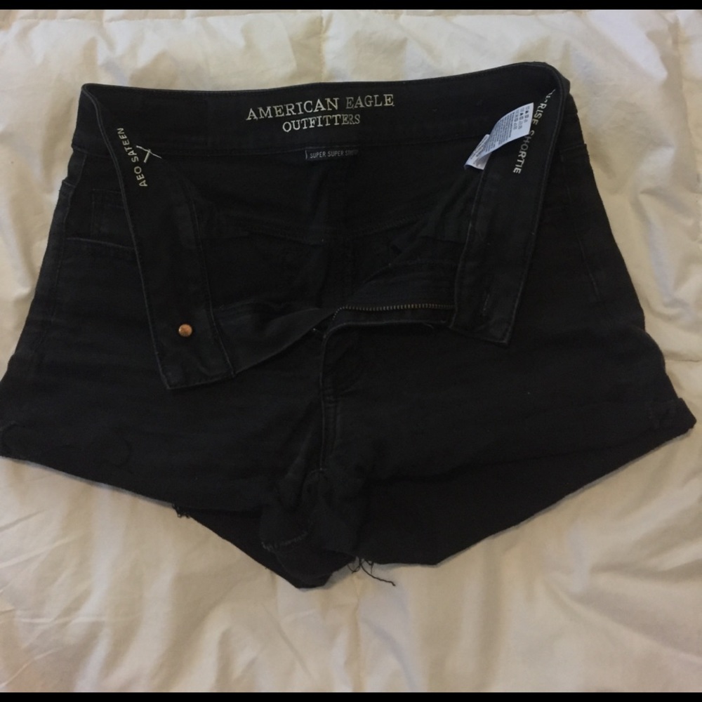 American Eagle black high-rise shortie shorts
