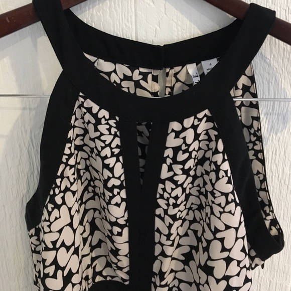 ELLE Black & Cream Heart Print Dress 💟 - Picture 4 of 7