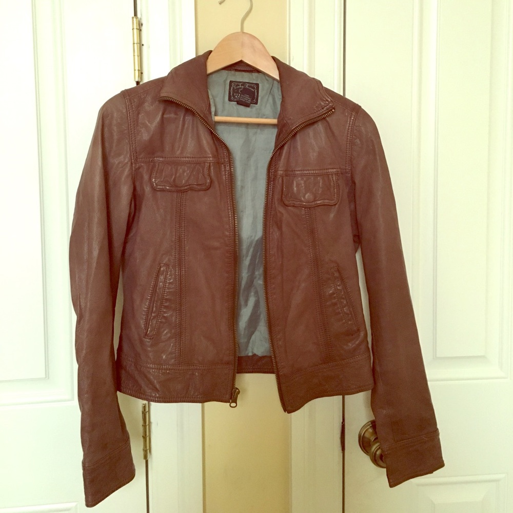 Lucky Brand Brown 100% Genuine Leather Jacket