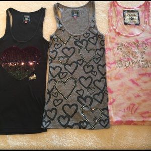 Lot of 3 PINK Victoria Secret bling tanks