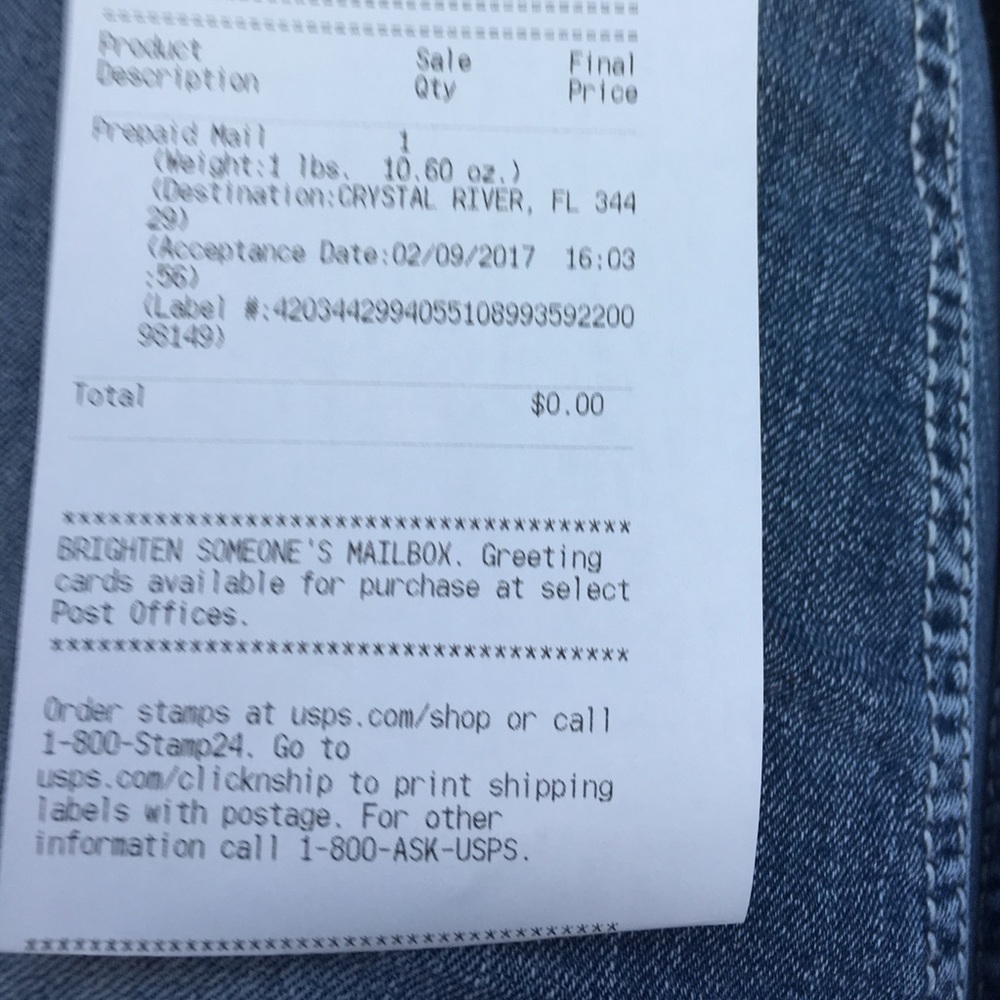 Jeans shipped!!!
