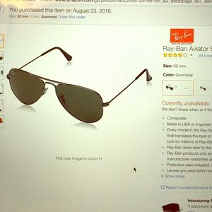 Small aviator Raybans. Gunmetal. 52mm