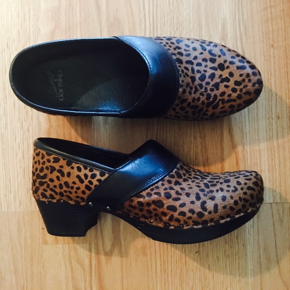 Dansko Shoes - Dansko Prima Cheetah Clogs calf hair