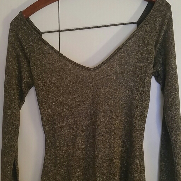 Gold and dark brown tone hi-low dress - Picture 2 of 4