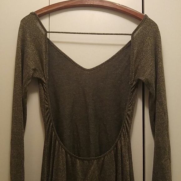 Gold and dark brown tone hi-low dress - Picture 4 of 4