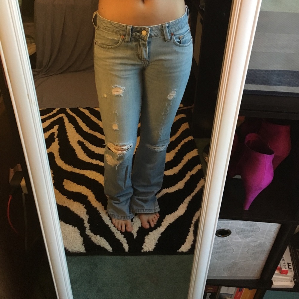 AE Destroyed Boot Cut Jeans