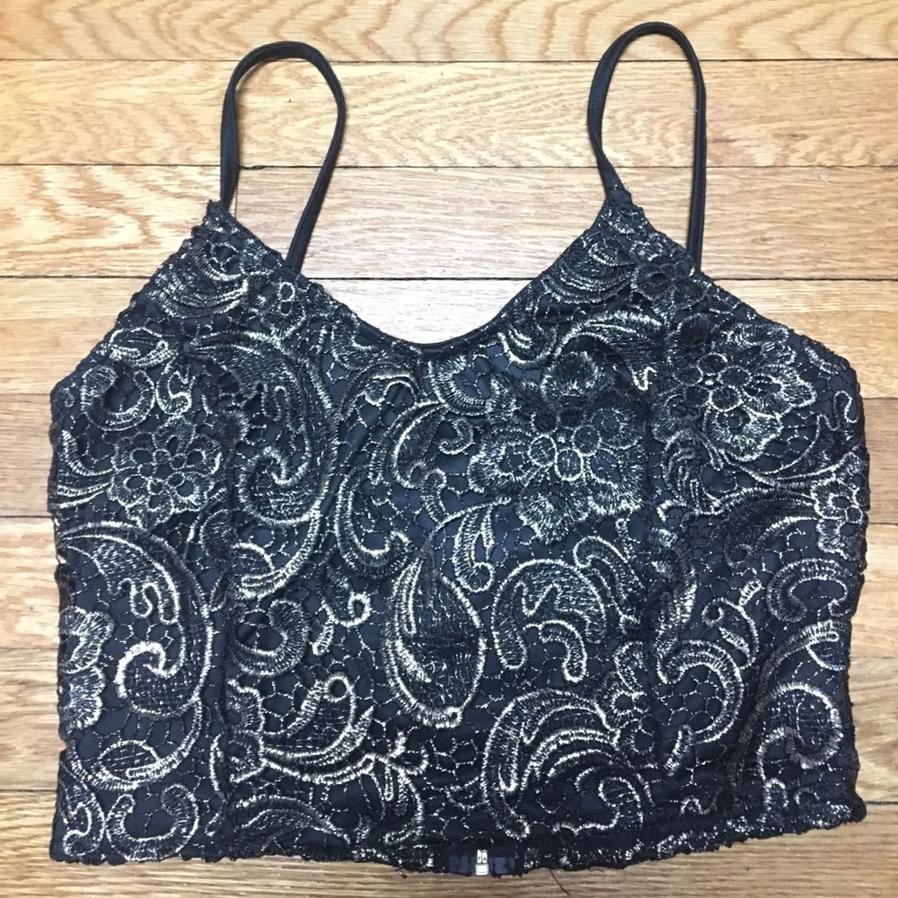 Charlotte Russe black and gold crop top.