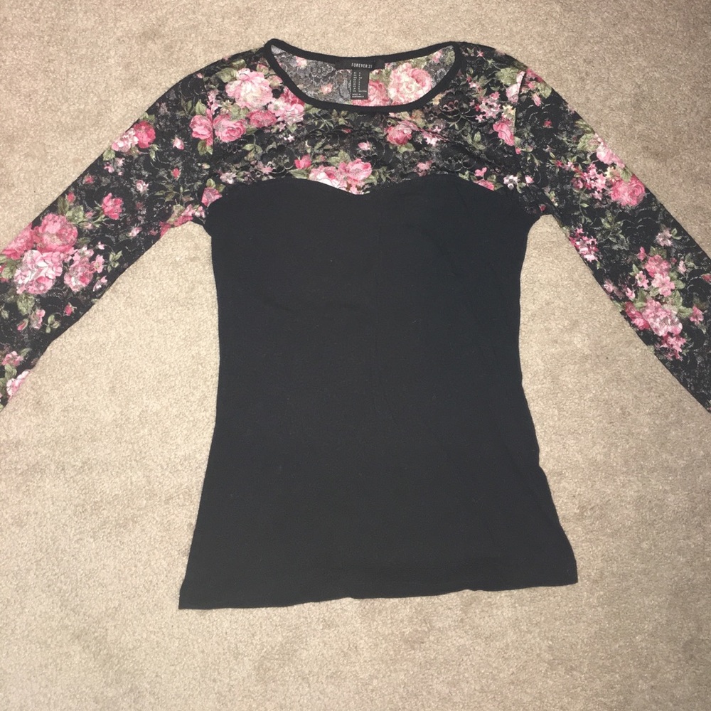 Floral/Black Long Sleeve Shirt