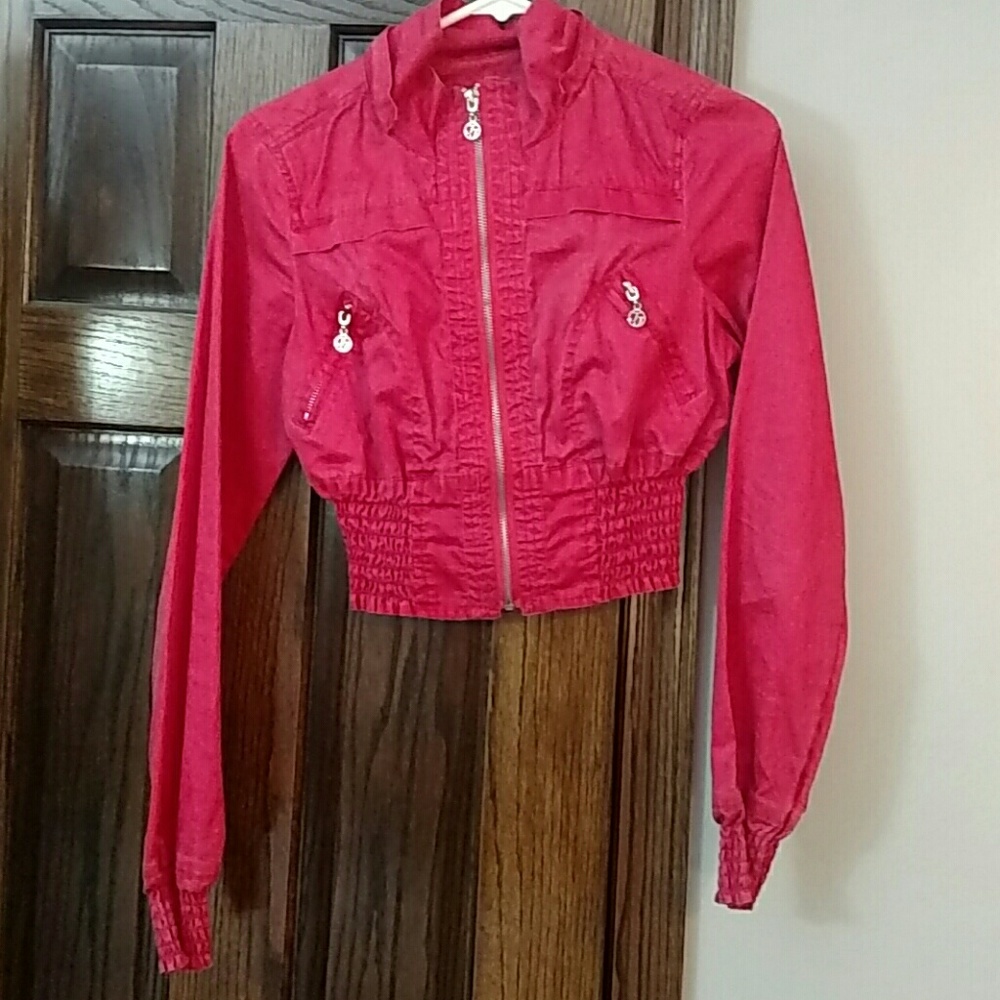 Hot pink crop jacket