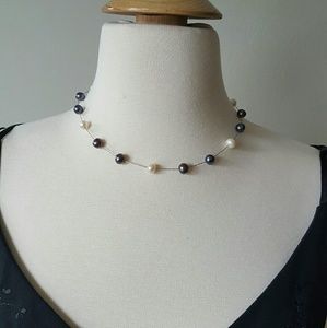 Freshwater tri-color pearl necklace