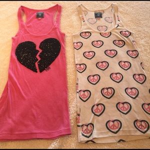 Lot of 2 PINK Victoria Secret tanks with bling