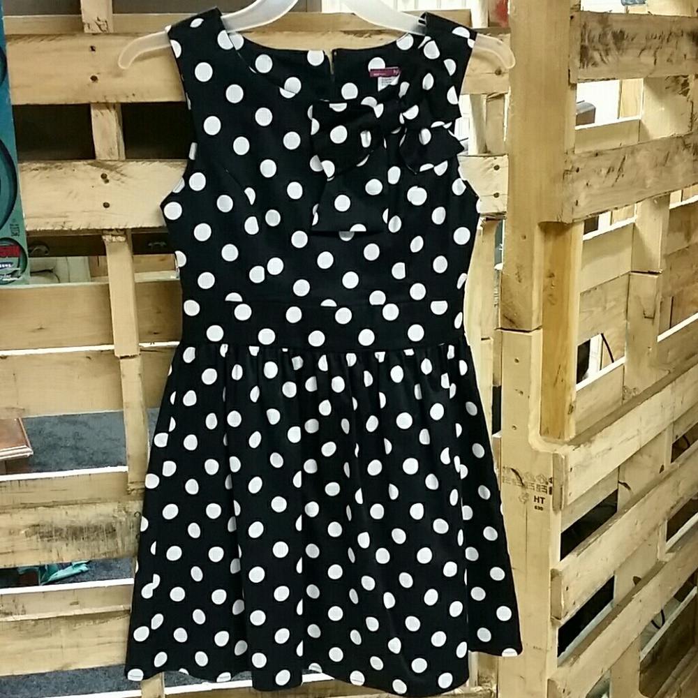 Navy Blue Polka Dot Swing Dress