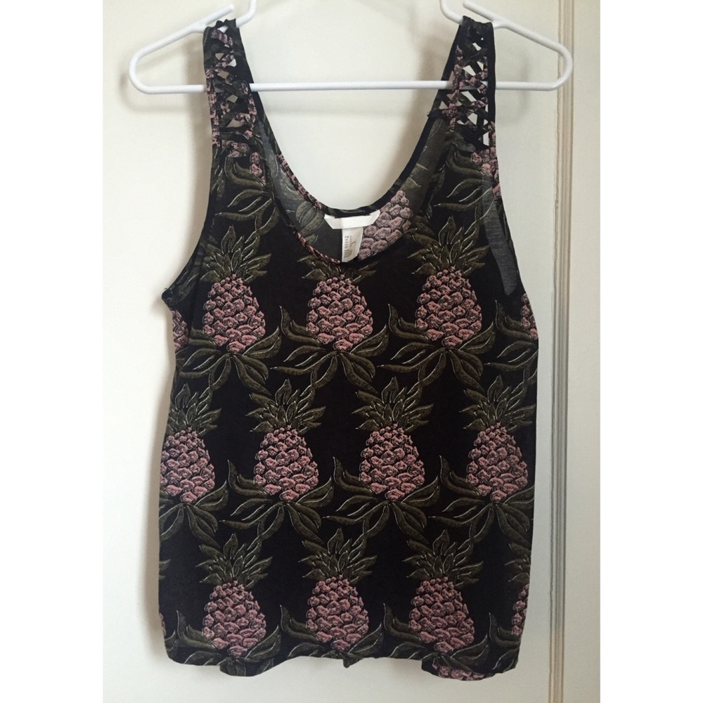Black and Pink H&M Pineapple Tank Size S