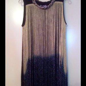 🎉❤️HP🎉💐6/10🎉❤️Black and gold fringes dress