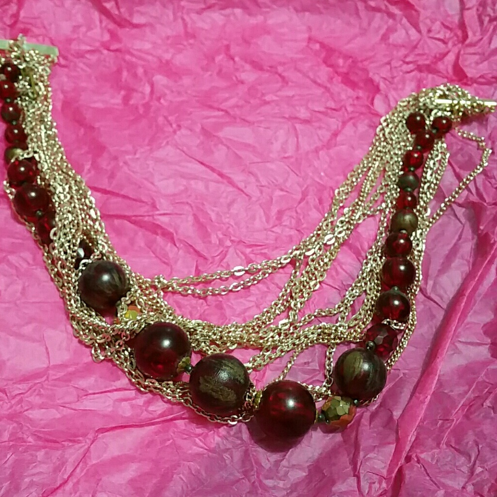 Vintage chain red beads