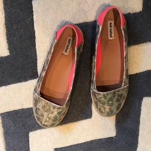 Not Rated coral and tan sparkly flats!