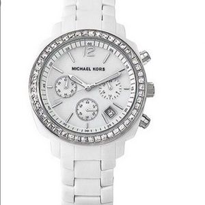Michael Kors White Crystal Runway Watch