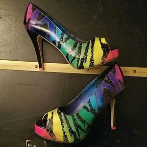 Torrid Rainbow Zebra Print platforms