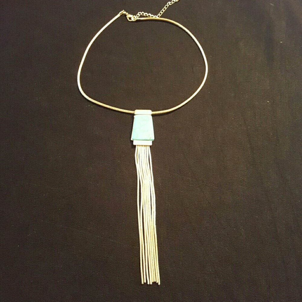 Faux Turquoise Tassel necklace