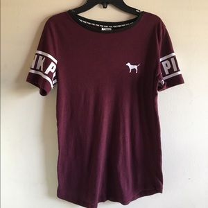 Maroon Ringer Tee PINK