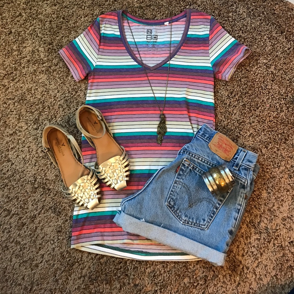 Short Sleeved Multi Color Stripes