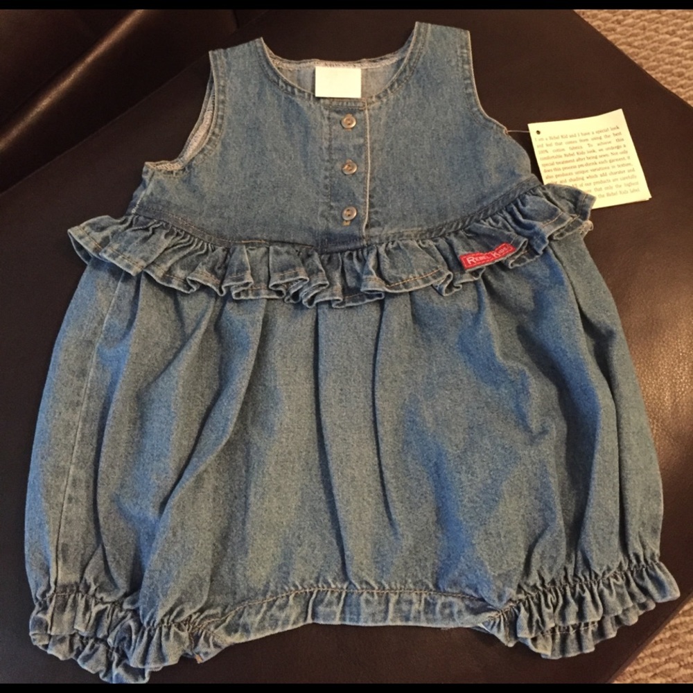 NWT Rebel Kids denim girls bubble onesie