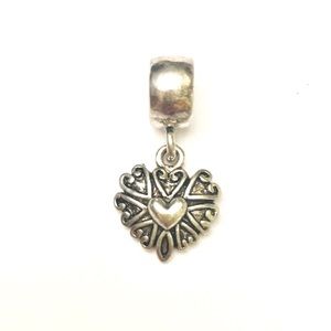 DOUBLE HEARTS DANGLE BEAD FITS PANDORA BRACELET