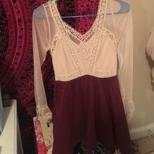 Free people long sleeve mesh dress