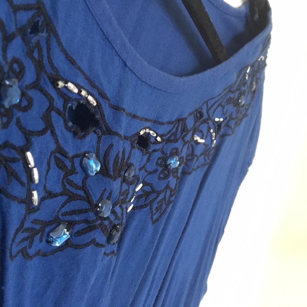 Blue sinched waist blouse