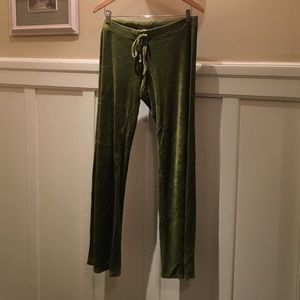 Olive green velour Juicy Couture sweatpants