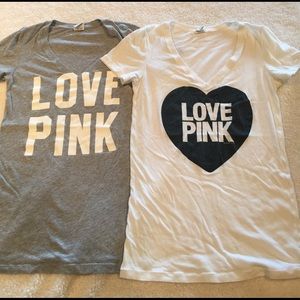 Lot of 2 PINK Victoria Secret long T shirts