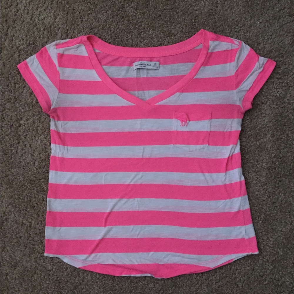 Pink and white stripe t-shirt