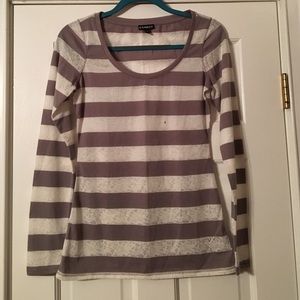 Express Striped Lace Top