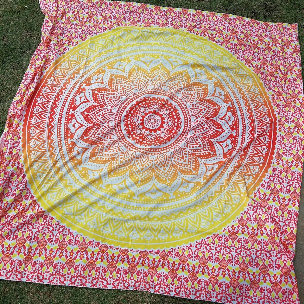 Boho beach towel or wrap, or sheet.