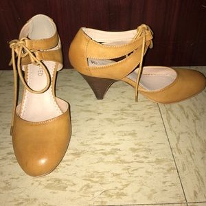 Restricted Tan Lace Up Heels