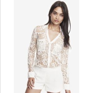 Express Flower Lace Portofino Top