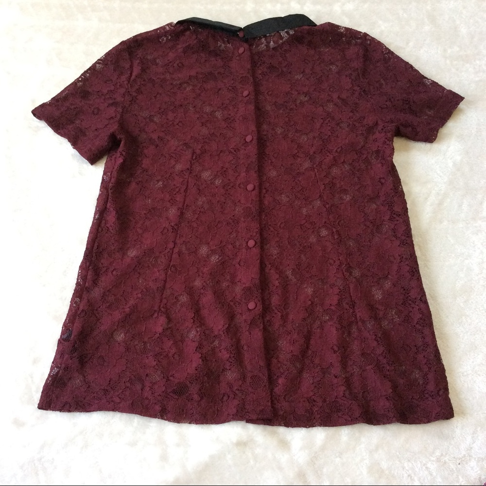 XXI Wine Lace top w/ Peter Pan Collar **Size L** - Picture 4 of 6