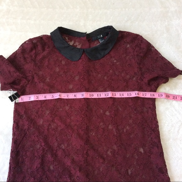 XXI Wine Lace top w/ Peter Pan Collar **Size L** - Picture 5 of 6