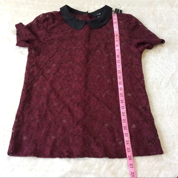XXI Wine Lace top w/ Peter Pan Collar **Size L** - Picture 6 of 6