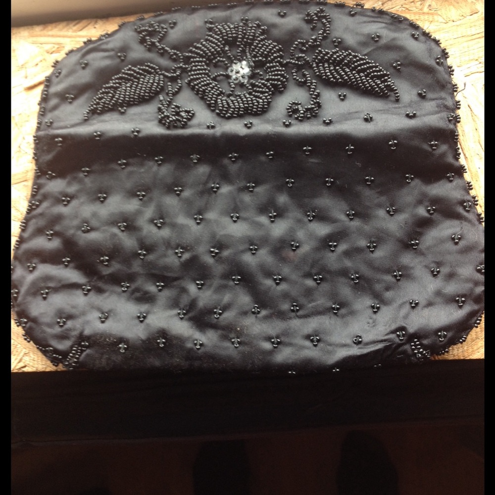 Vintage Black Small Beaded Bag