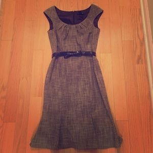 White House Black market grey bow belt dress