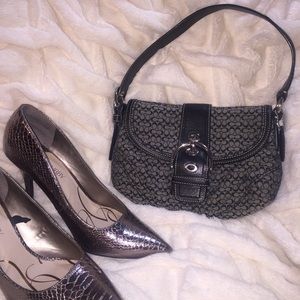 Coach grey/black mini signature Soho handbag