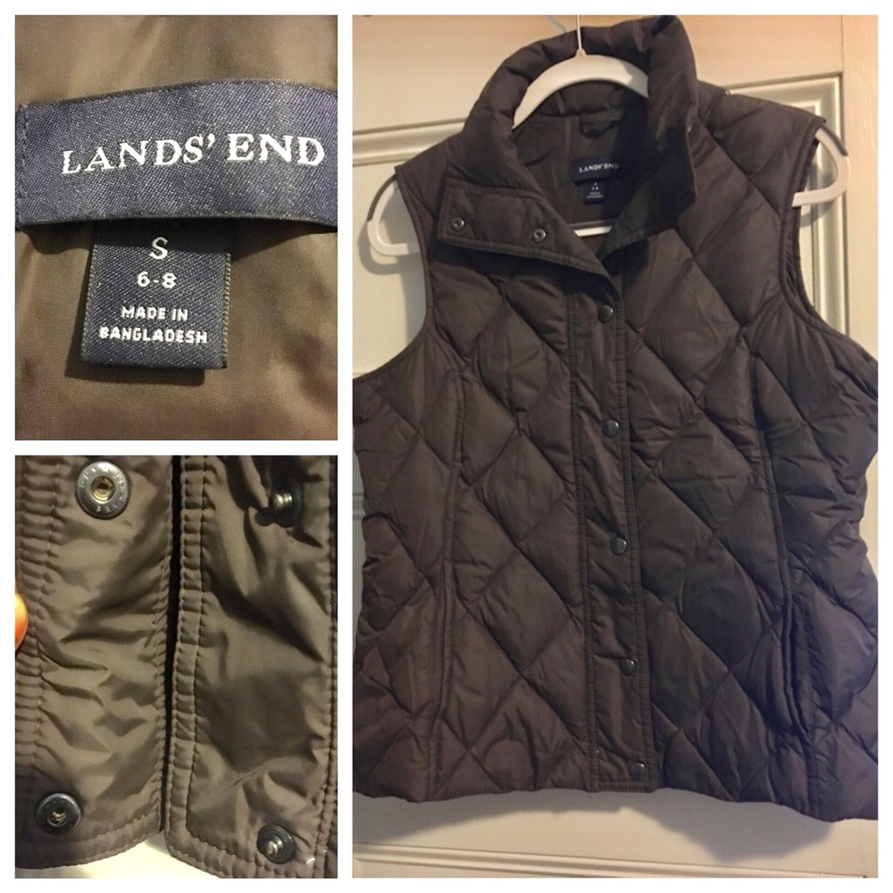 Lands End Brown Puffer Vest, Size 6-8