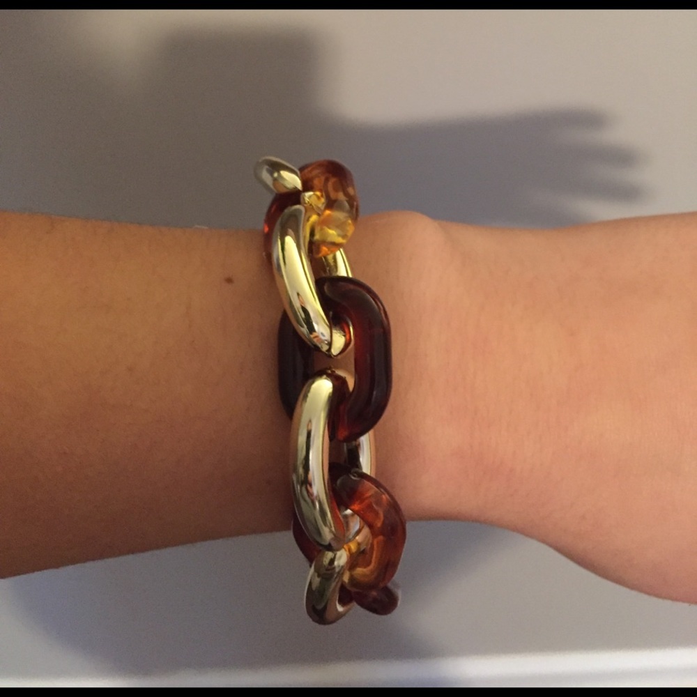 Gold and brown chain bracelet