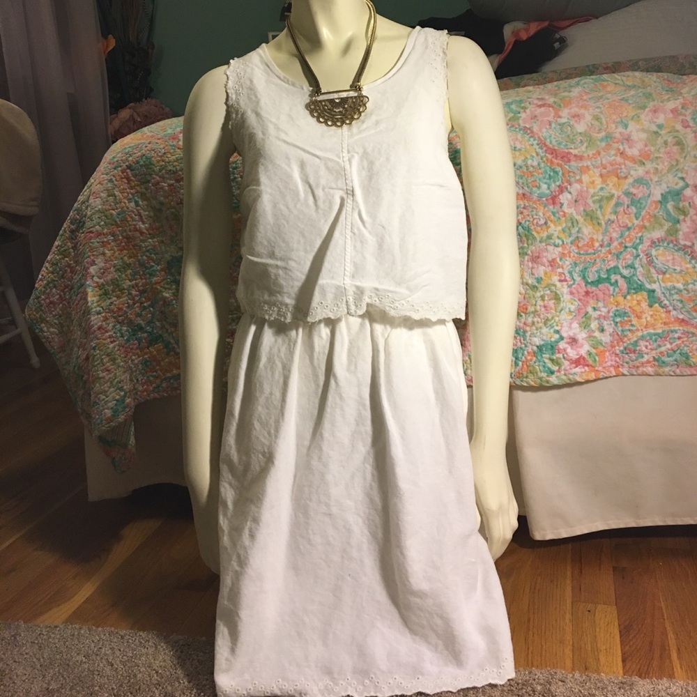 Madewell eyelet open back overlay dress sleeveless